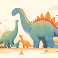 Dinosaur Landscape Mural Wallpaper Yellow, Green, Blue and Brown Dinosaur -1 Mural Wallpaper - room preview 02