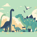 Dinosaur Landscape Mural Wallpaper Yellow, Green, Blue and Brown Dinosaur -3 Mural Wallpaper - room preview 02