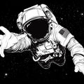 Black and White Astronaut Mural Wallpaper for a playroom Black, White and Gray Astronaut Mural Wallpaper - room preview 02