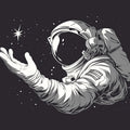 Black and White Astronaut Mural Wallpaper for a Nursey Black, White and Gray Astronaut Mural Wallpaper - room preview 02