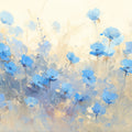 Blue Flower Field Mural Wallpaper Blue Beige and Brown Flower Mural Wallpaper - room preview 02