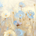 Blue Flower Field Mural Wallpaper for Study Blue Beige and Brown Flower Mural Wallpaper - room preview 02
