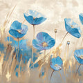 Blue Flower Field Mural Wallpaper for Study room Blue Beige and Brown Flower Mural Wallpaper - room preview 02