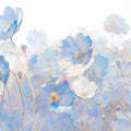 Blue Flower Field Mural Wallpaper for a living room Blue Beige and Brown Flower Mural Wallpaper - room preview 02