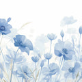 Blue Flower Field Mural Wallpaper Blue Beige and Brown Flower Mural Wallpaper - room preview 02