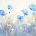 Blue Flower Field Mural Wallpaper for a bedroom's wall Blue Beige and Brown Flower Mural Wallpaper - room preview 02