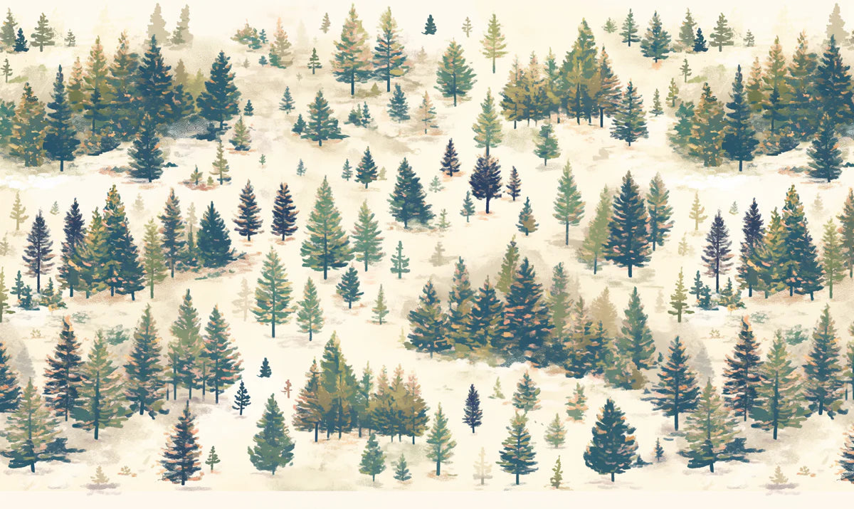 Forest in Mist Mural Wallpaper Green, Beige and Brown -1 Mural Wallpaper - room preview 02
