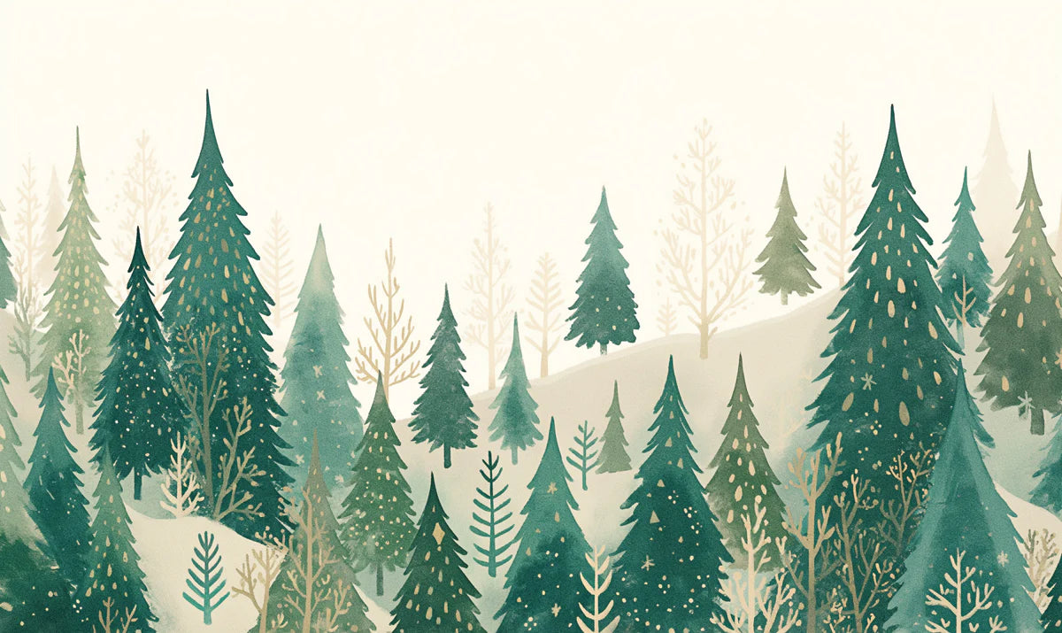 Winter Forest Pine Tree Wallpaper Mural – Nordic Woodland Wall Decor Mural Wallpaper - room preview 02