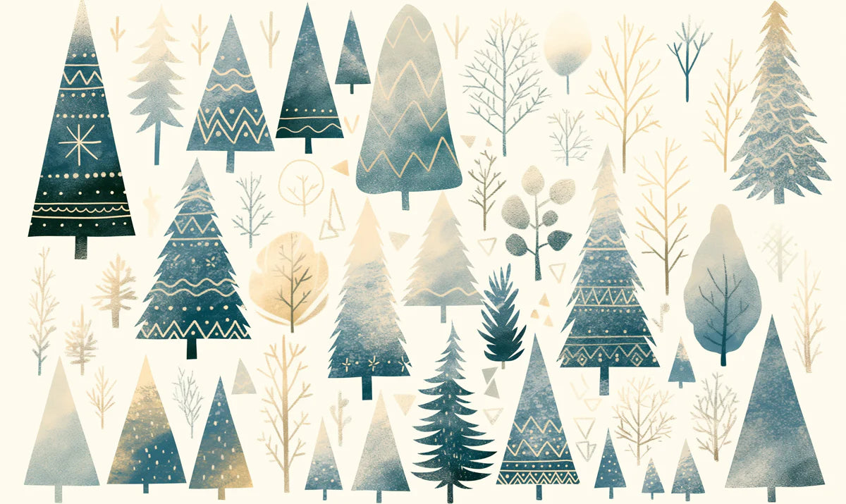 Scandinavian Forest Tree Pattern Kids Wallpaper – Winter Woodland Mural Mural Wallpaper - room preview 02