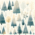Scandinavian Forest Tree Pattern Kids Wallpaper – Winter Woodland Mural Mural Wallpaper - room preview 02