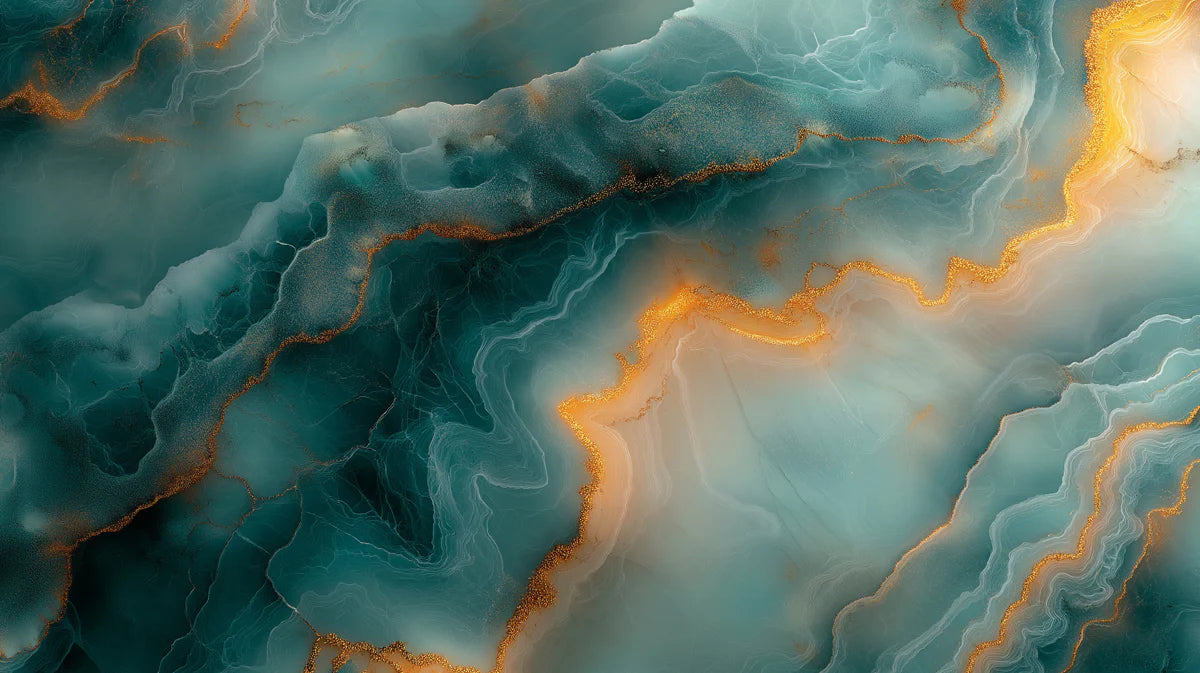 Emerald and Gold Marble Mural Wallpaper Emerald Green, Gold and White Marble Mural Wallpaper - room preview 02