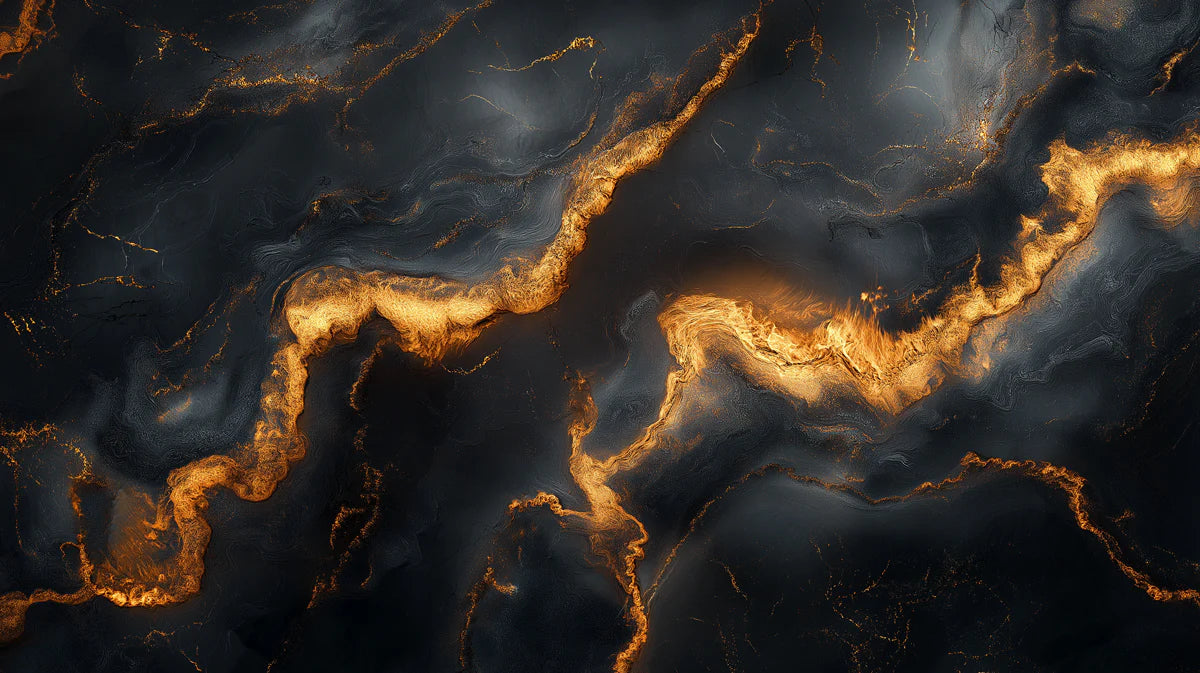 Black and Gold Marble Mural Wallpaper Black, Gold and Dark Gray Marble Mural Wallpaper - room preview 02