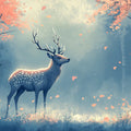 Blue Forest with Deer and Autumn Leaves Mural Wallpaper for a kid's room Blue, Orange and White Dear Mural Wallpaper - room preview 02