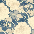 Blue and Cream Floral Mural Wallpaper Blue, Cream and Light Blue Flower Mural Wallpaper - room preview 02