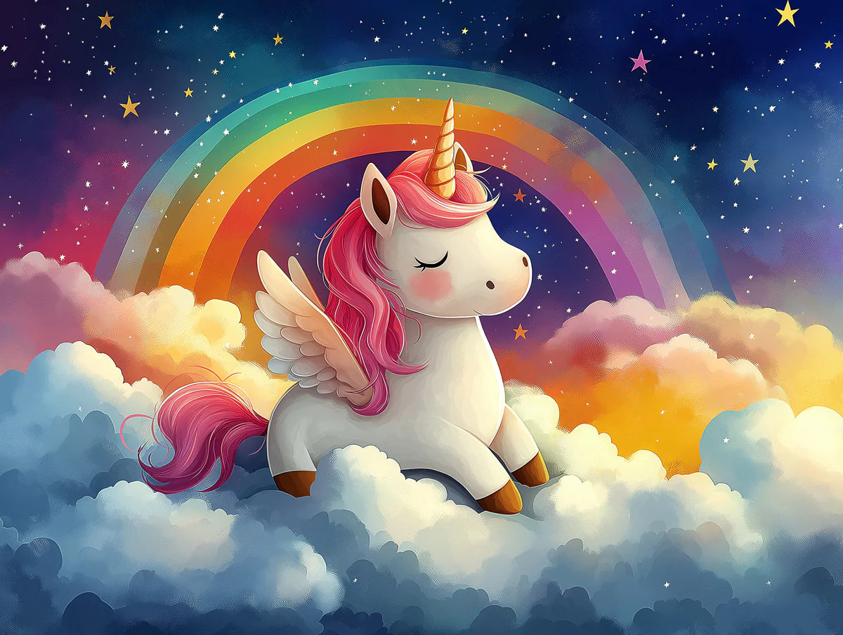Night Sky with Rainbow Mural Wallpaper Blue, Purple, Pink, Yellow and Orange Rainbow Night -1 Mural Wallpaper - room preview 02