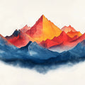 Mountain Sunset Mural Wallpaper for a living room Orange, Red, Blue and Gray Sunset Mural Wallpaper - room preview 02