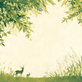 Deer and Leafy Canopy Mural Wallpaper Green, Yellow and Beige Deer -1 Mural Wallpaper - room preview 02