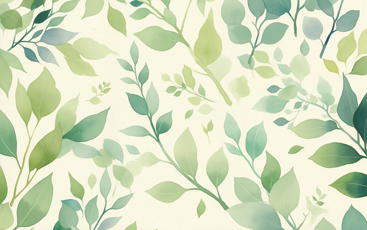Green Leafy Mural Wallpaper for a Lounge Various Shades of Green and Beige Leaves Mural Wallpaper - room preview 02