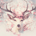 Deer with Floral Antlers Mural Wallpaper Beige, Pink and Light Brown Deer Mural Wallpaper - room preview 02