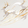 White Deer with Gold Streaks Mural Wallpaper for a study room White, Gray and Gold Deers -1 Mural Wallpaper - room preview 02