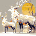 White Deer with Gold Streaks Mural Wallpaper for a living room White, Gray and Gold Deers -2 Mural Wallpaper - room preview 02
