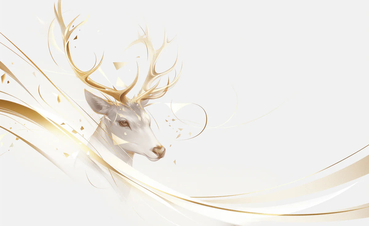 Yellow and Blue Deer Mural Wallpaper for a reading room Yellow, Blue and White Deer -1 Mural Wallpaper - room preview 02