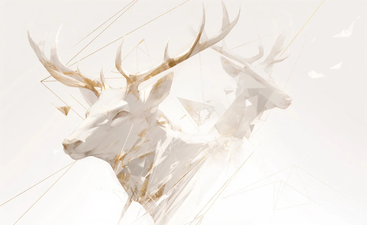Yellow and Blue Deer Mural Wallpaper for a hotel or office lounge Yellow, Blue and White Deer Mural Wallpaper - room preview 02