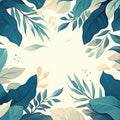 Tropical Leaf Mural Wallpaper for a living room Green, Blue and Beige Leaves Mural Wallpaper - room preview 02