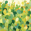 Colorful Desert Cactus Mural Wallpaper Green, Yellow, Blue and Orange Cactus -1 Mural Wallpaper - room preview 02