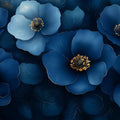 Blue Flower Mural Wallpaper for a living room Blue, Gold and White Flower Mural Wallpaper - room preview 02