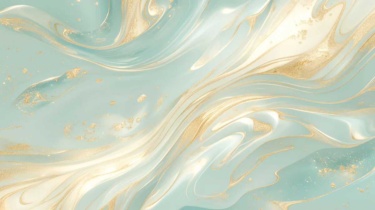 Turquoise and Gold Swirl Mural Wallpaper Turquoise, Gold and White Marble Mural Wallpaper - room preview 02
