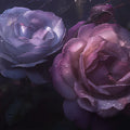 Purple Rose with Dew Drops Mural Wallpaper for a study Purple, Pink and Black Rose Mural Wallpaper - room preview 02