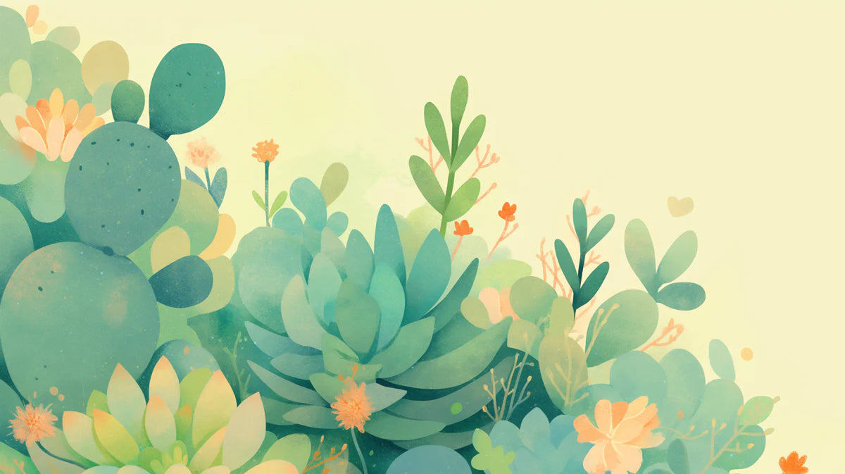Cartoon Cactus and Plant Mural Wallpaper Green, Yellow and Orange Mural Wallpaper - room preview 02
