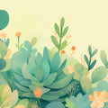 Cartoon Cactus and Plant Mural Wallpaper Green, Yellow and Orange Mural Wallpaper - room preview 02