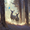 Deer in Forest Glow Mural Wallpaper for a child's room Brown, Blue and Yellow Forest Mural Wallpaper - room preview 02