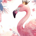 Close-up Pink Flamingo Mural Wallpaper Pink, Purple, Blue and White Flamingo Mural Wallpaper - room preview 02