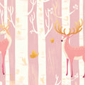 Pink Forest with Deer Mural Wallpaper Pink, White and Yellow Deer Mural Wallpaper - room preview 02