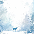 Blue Winter Forest with Deer Mural Wallpaper for a child's room Blue, White and Light Blue Forest Mural Wallpaper - room preview 02