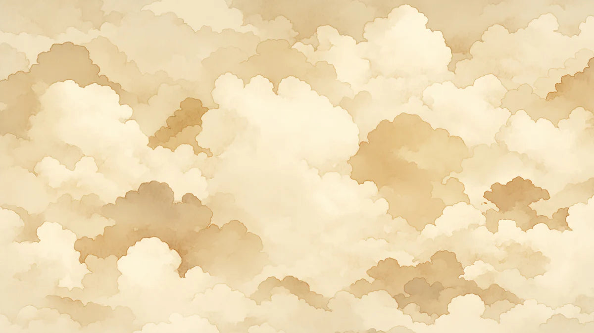 Golden Clouds Mural Wallpaper for a Lounge of hotel or office Beige, Light Brown and White Mural Wallpaper - room preview 02