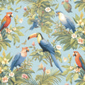 Tropical Parrots Mural Wallpaper in Bedroom Various Colors (Green, Blue, Yellow, etc.) of Parrots Mural Wallpaper - room preview 02