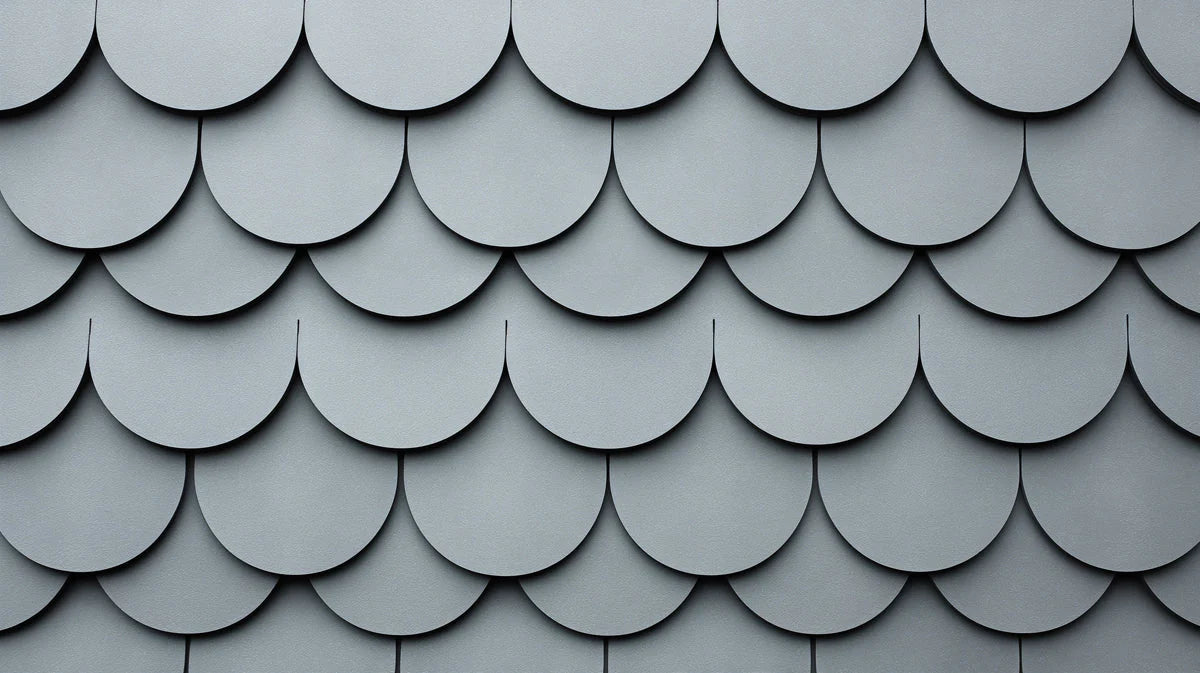 Gray Scalloped Mural Wallpaper Gray and White Scalloped Shapes -1 Mural Wallpaper - room preview 02