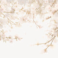 Floral Mural Wallpaper in Bedroom Cream and Green Flowers -2 Mural Wallpaper - room preview 02