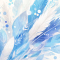 Blue Feather Mural Wallpaper in Living Room Blue and White Feathers Mural Wallpaper - room preview 02