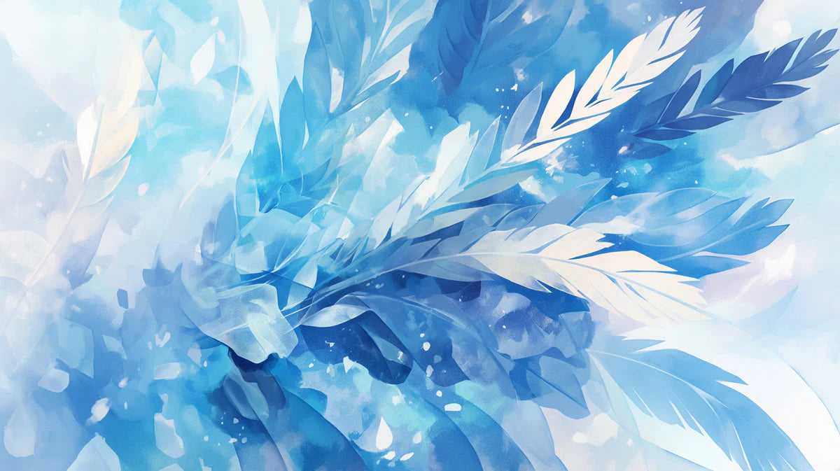 Blue Feather Mural Wallpaper in Living Room Blue and White Feathers -5 Mural Wallpaper - room preview 02