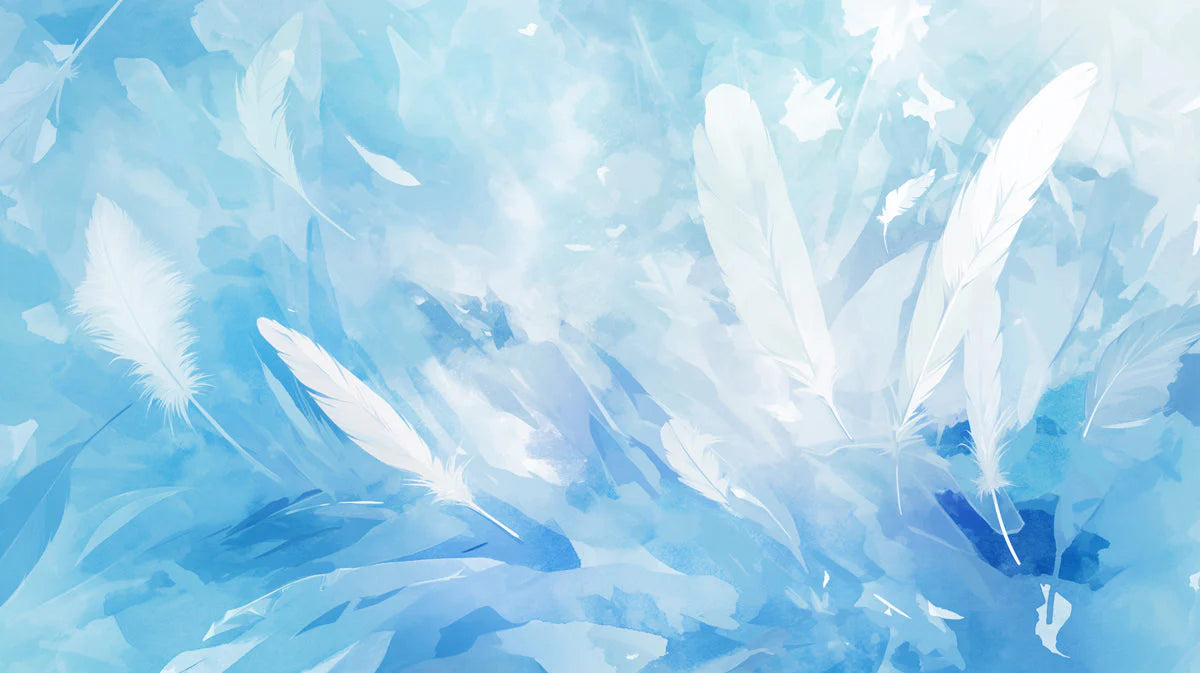 Blue Feather Mural Wallpaper in Living Room Blue and White Feathers -6 Mural Wallpaper - room preview 02