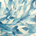 Blue Feather Mural Wallpaper in Living Room Blue and White Feathers -7 Mural Wallpaper - room preview 02