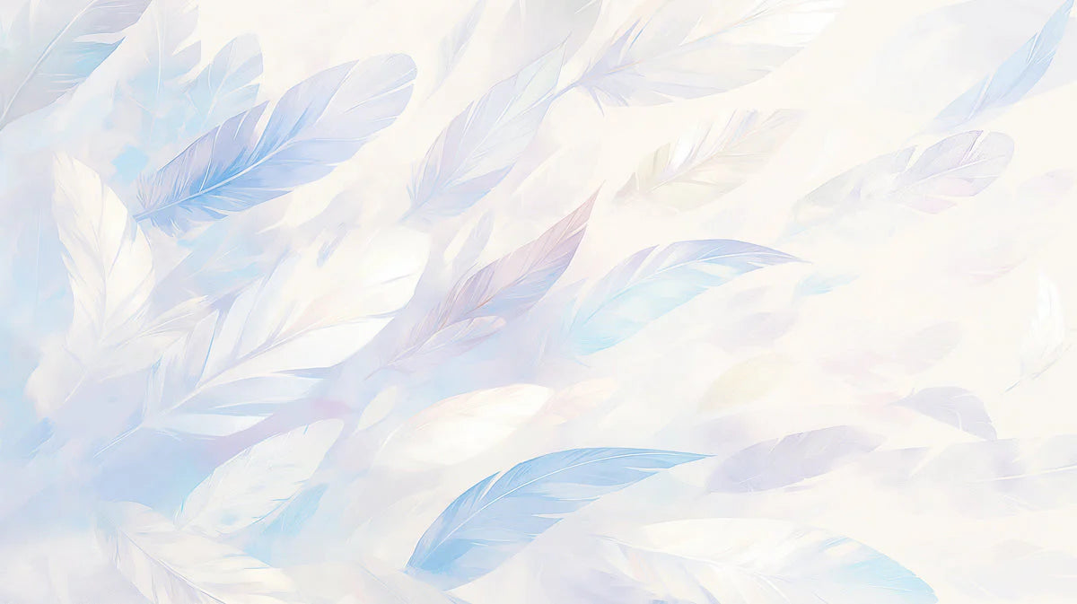 Blue Feather Mural Wallpaper in Living Room Blue and White Feathers -8 Mural Wallpaper - room preview 02