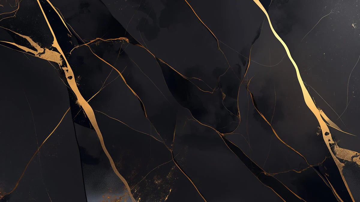 Black and Gold Marble Mural Wallpaper in Living Room Black and Gold Marble -3 Mural Wallpaper - room preview 02