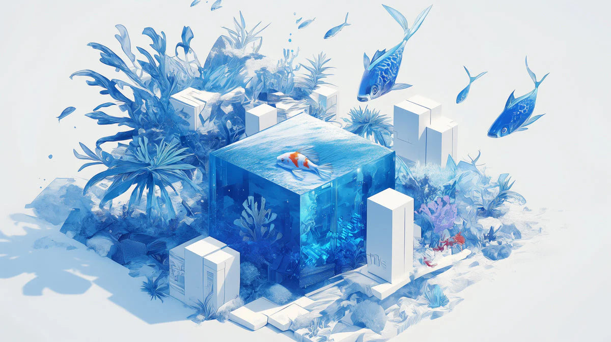 Blue Aquarium Mural Wallpaper in Bedroom Blue and White Aquarium Wallpaper Mural Wallpaper - room preview 02