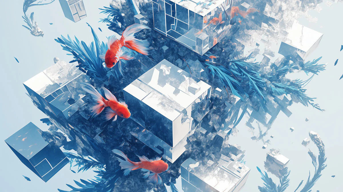 Blue Aquarium Mural Wallpaper in Bedroom Blue and White Aquarium -4 Mural Wallpaper - room preview 02